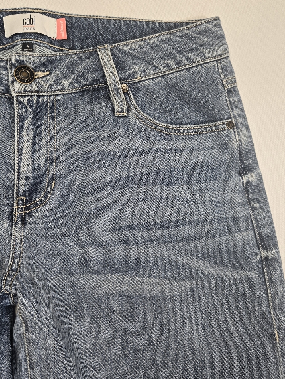 Cabi Wide Leg Jean Size 4 Ashbury Mid-rise Stretch Denim - Picture 7 of 13